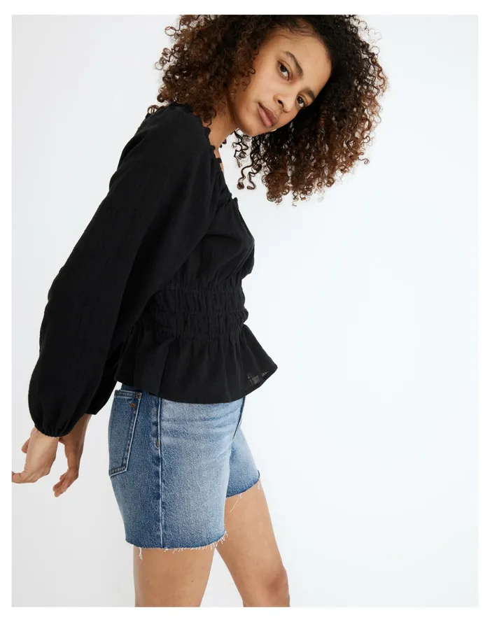 Women Sophia Top In Textured Plaid True Black Madewell Tops and Shirts Women Sophia Top In Textured Plaid True Black Madewell Tops and Shirts
