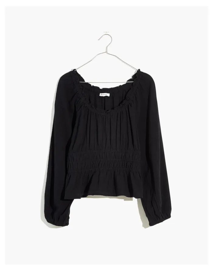 Women Sophia Top In Textured Plaid True Black Madewell Tops and Shirts Women Sophia Top In Textured Plaid True Black Madewell Tops and Shirts