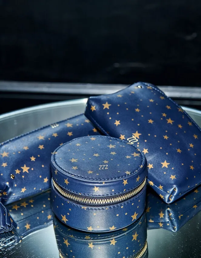 Women Star Print Large Leather Jewellery Box Monsoon Bags and Purses