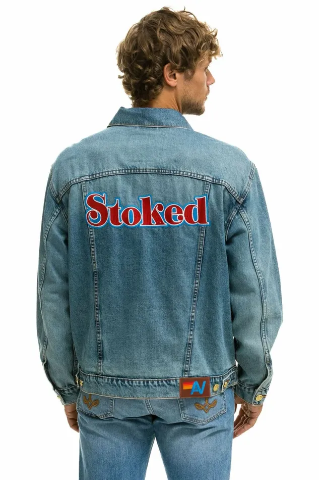 Women STOKED OVERSIZED CONCERT DENIM JACKET 8211 VINTAGE Aviator Nation Women STOKED OVERSIZED CONCERT DENIM JACKET 8211 VINTAGE Aviator Nation