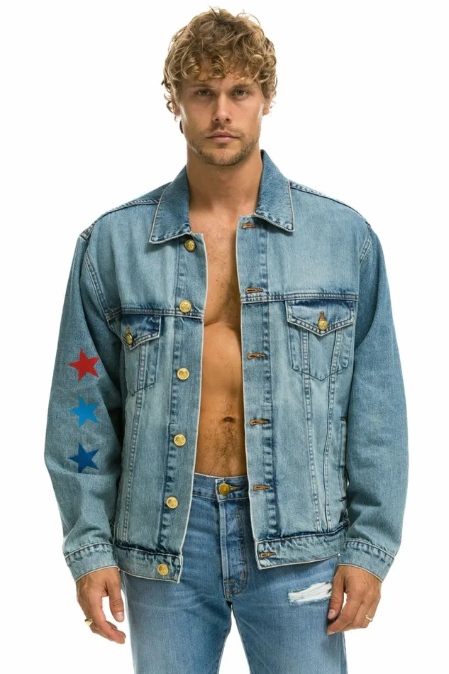 Women STOKED OVERSIZED CONCERT DENIM JACKET 8211 VINTAGE Aviator Nation Women STOKED OVERSIZED CONCERT DENIM JACKET 8211 VINTAGE Aviator Nation