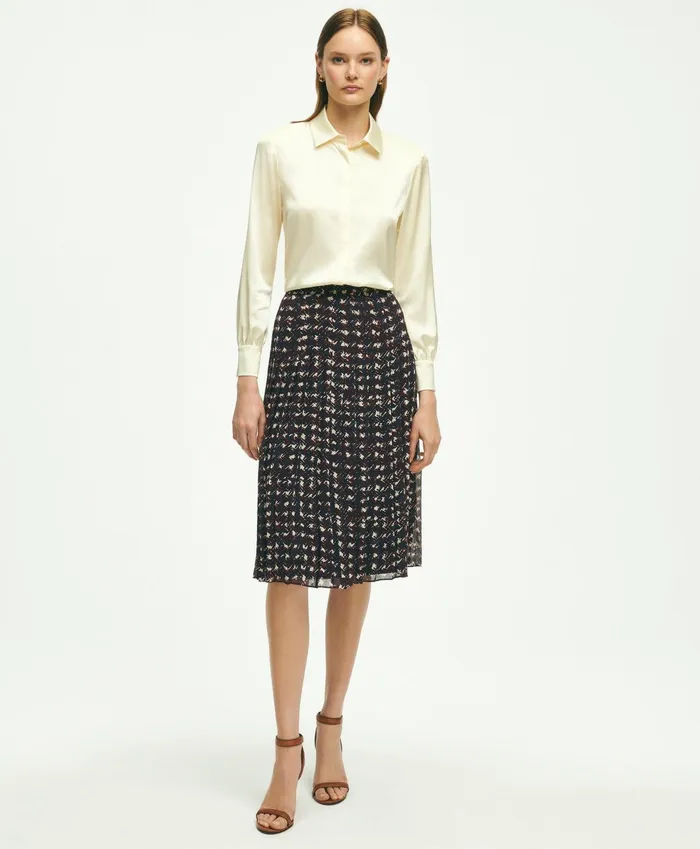 Women Stretch Silk Blouse White Brooks Brothers Blouses and Shirts