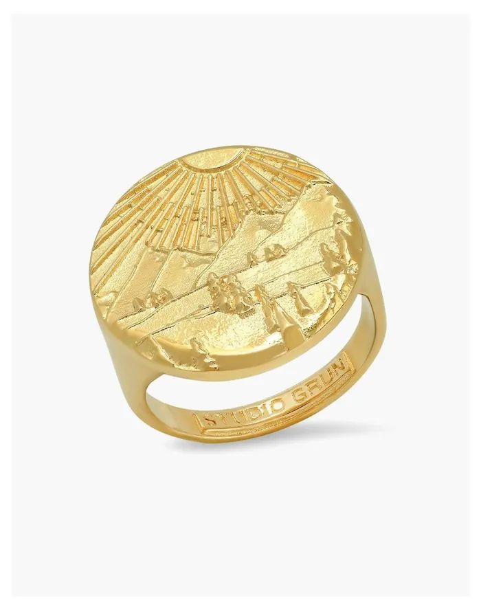 Women STUDIO GRUN Forest Signet Ring Gold Madewell Rings