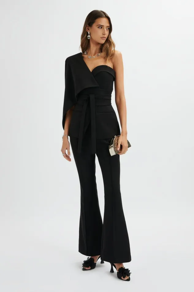 Women Suiting Lavish Alice EMELIE Fit and Flare Tailored Trouser In Black Black