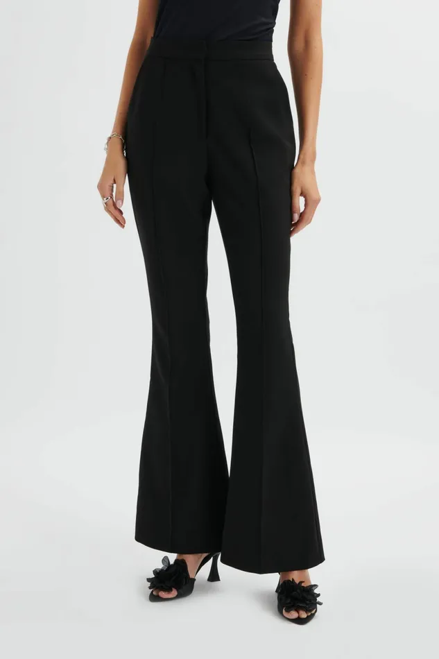 Women Suiting Lavish Alice EMELIE Fit and Flare Tailored Trouser In Black Black