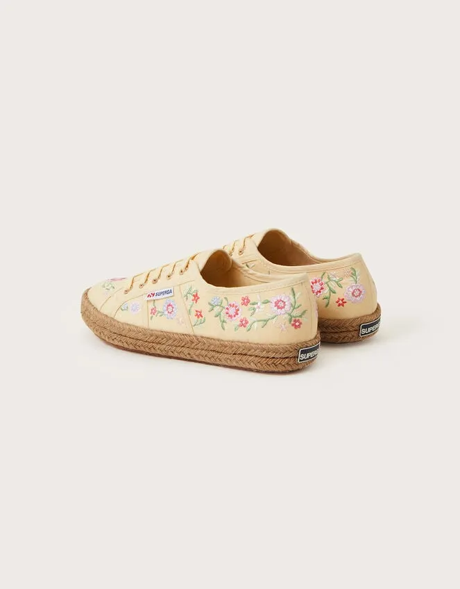 Women Superga Embroidered Espadrille Trainers Yellow Monsoon Flats