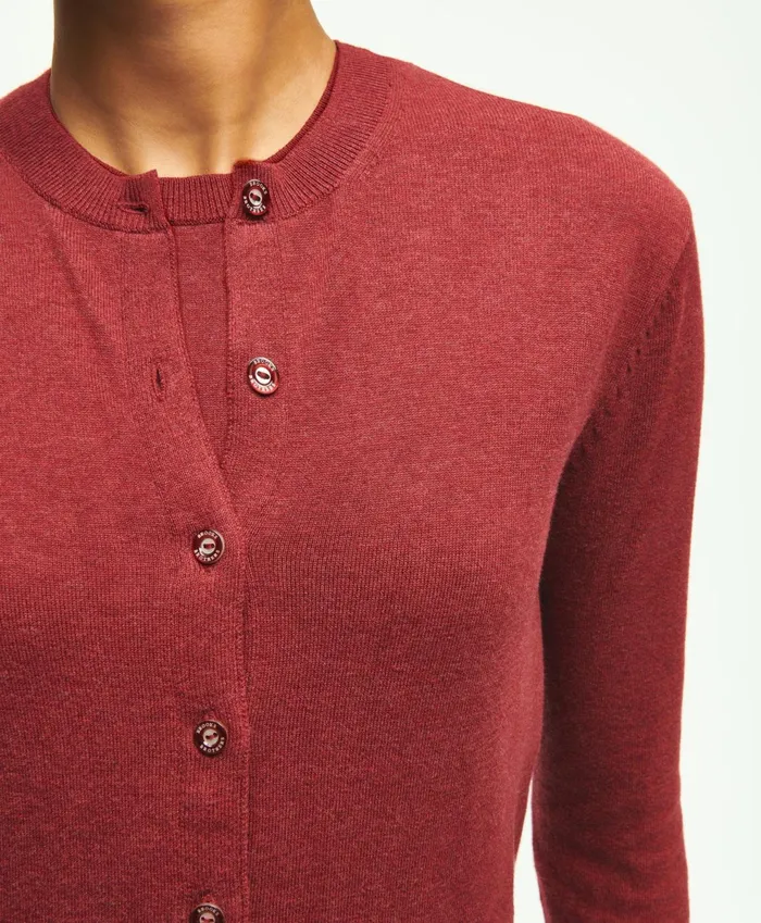 Women Supima Cotton Cardigan Burgundy Brooks Brothers Sweaters