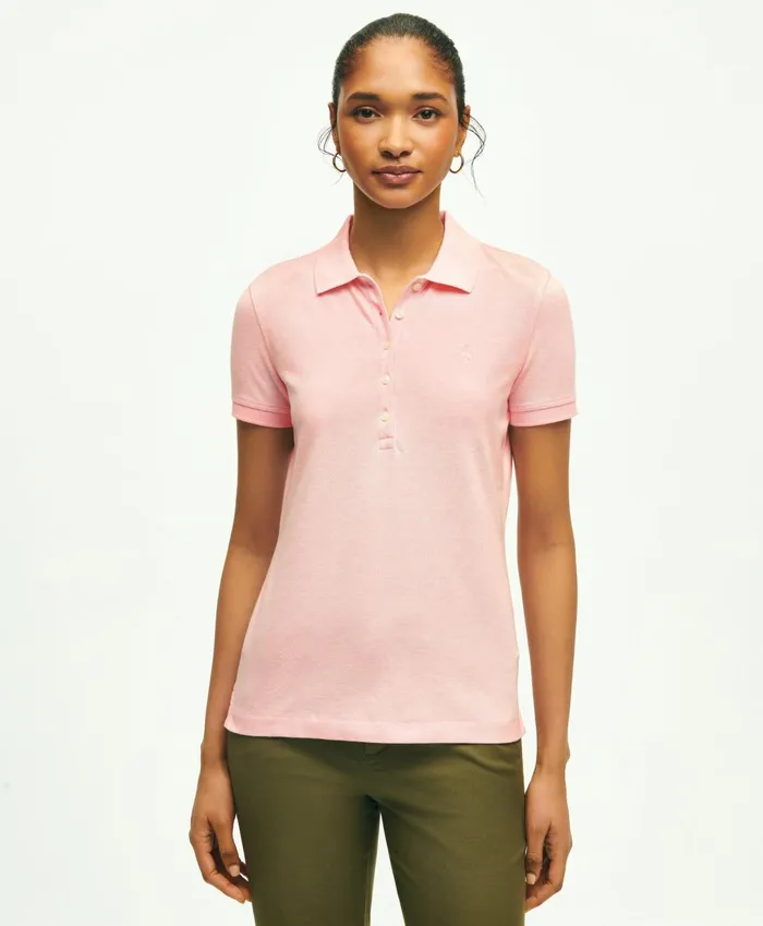 Women Supima Cotton Stretch Pique Polo Shirt Medium Pink Heather Brooks Brothers Blouses and Shirts Women Supima Cotton Stretch Pique Polo Shirt Medium Pink Heather Brooks Brothers Blouses and Shirts