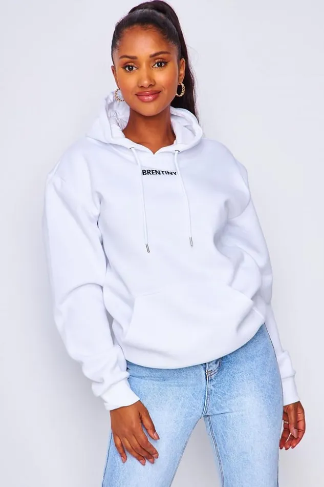 Women Sweat Blanc Capuche Brentiny White Brentiny Paris Sweaters and Sweatshirts