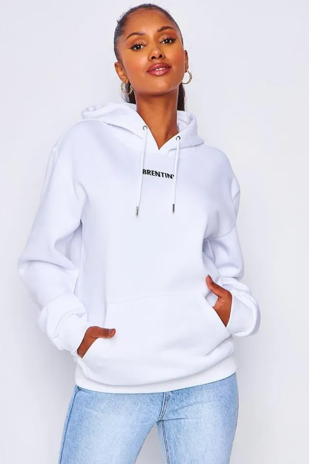 Women Sweat Blanc Capuche Brentiny White Brentiny Paris Sweaters and Sweatshirts