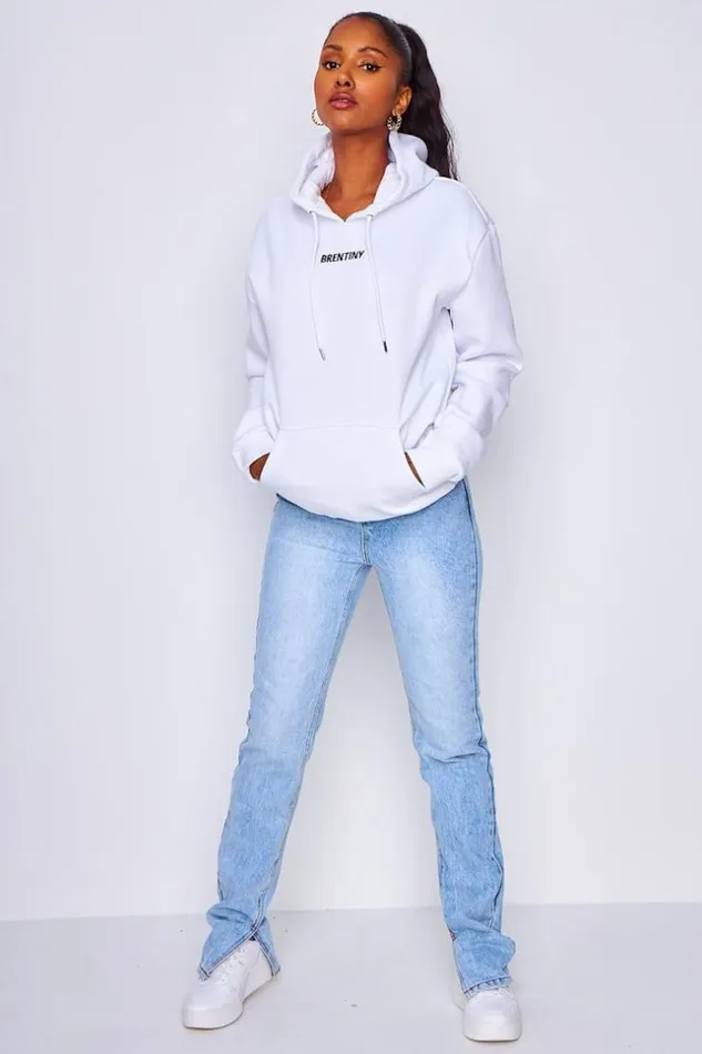 Women Sweat Blanc Capuche Brentiny White Brentiny Paris Sweaters and Sweatshirts