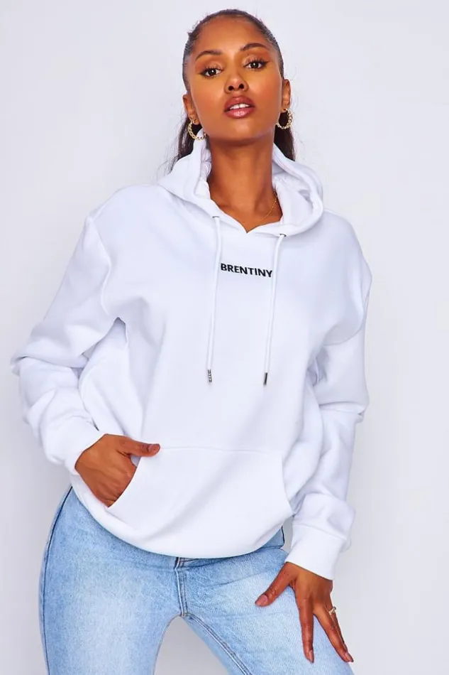 Women Sweat Blanc Capuche Brentiny White Brentiny Paris Sweaters and Sweatshirts
