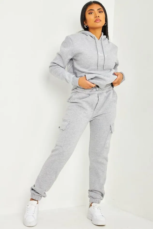Women Sweat Capuche Gris Inscription Brentiny Grey Brentiny Paris Sweaters and Sweatshirts