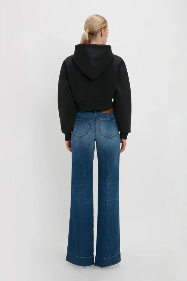 Women TShirts and Sweatshirts Victoria Beckham Cropped Neoprene Hoodie In Black