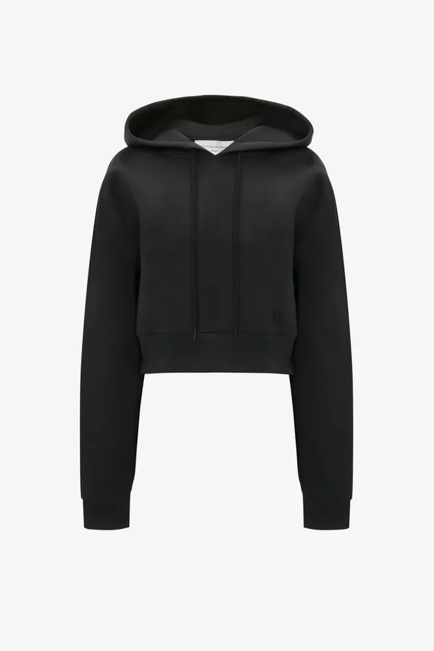 Women TShirts and Sweatshirts Victoria Beckham Cropped Neoprene Hoodie In Black