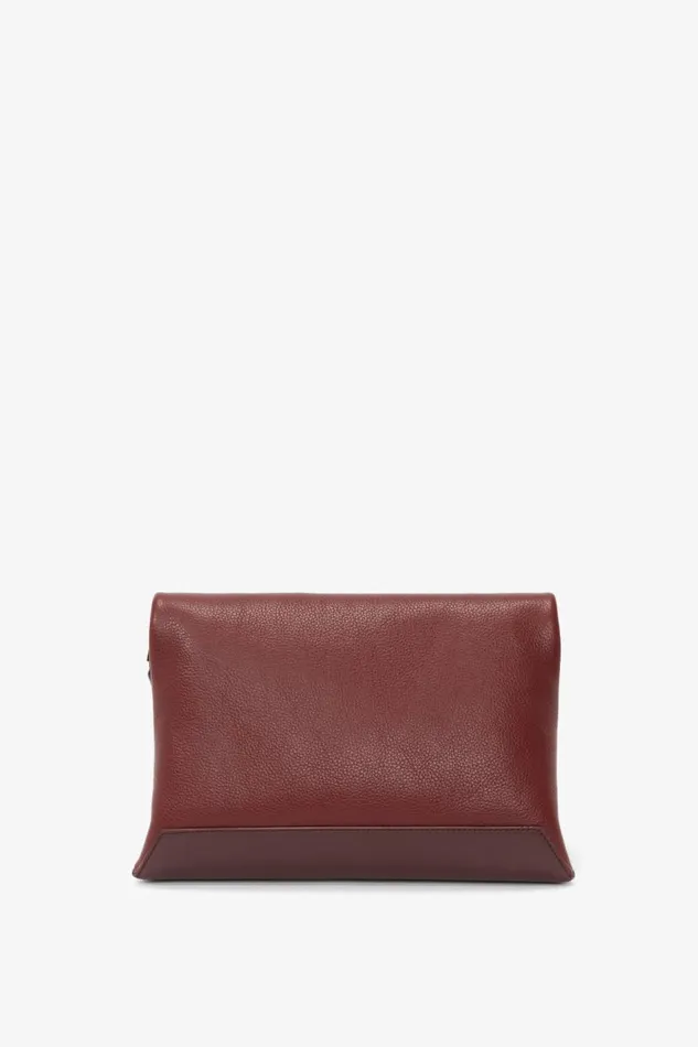 Women Tailoring Victoria Beckham Chain Pouch With Strap In Bordeaux Grained Calf