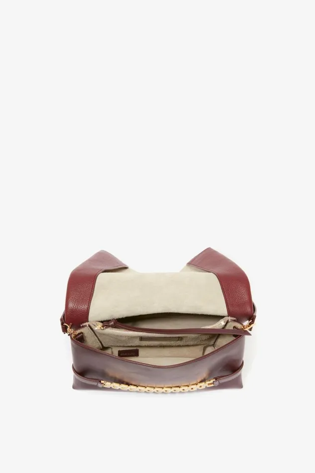 Women Tailoring Victoria Beckham Chain Pouch With Strap In Bordeaux Grained Calf