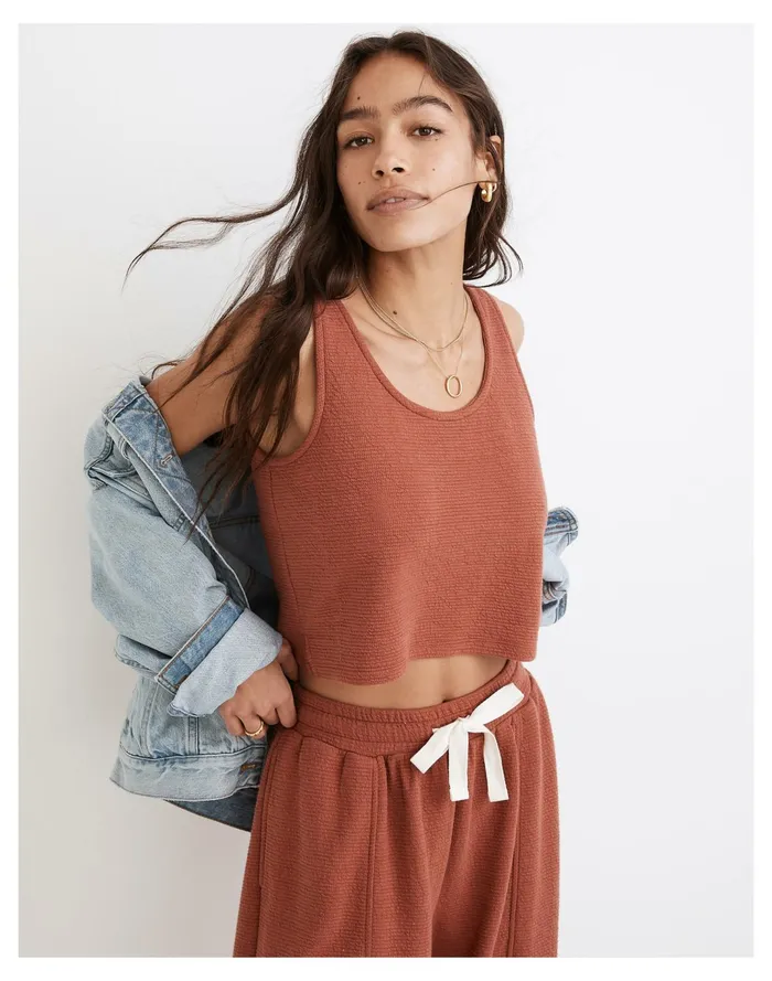 Women Textural Knit Crop Tank Weathered Brick Madewell Tees
