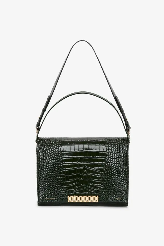 Women The Chain Pouch Victoria Beckham Jumbo Chain Pouch In Dark Forest CrocEffect Leather Women The Chain Pouch Victoria Beckham Jumbo Chain Pouch In Dark Forest CrocEffect Leather