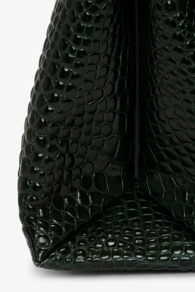 Women The Chain Pouch Victoria Beckham Jumbo Chain Pouch In Dark Forest CrocEffect Leather