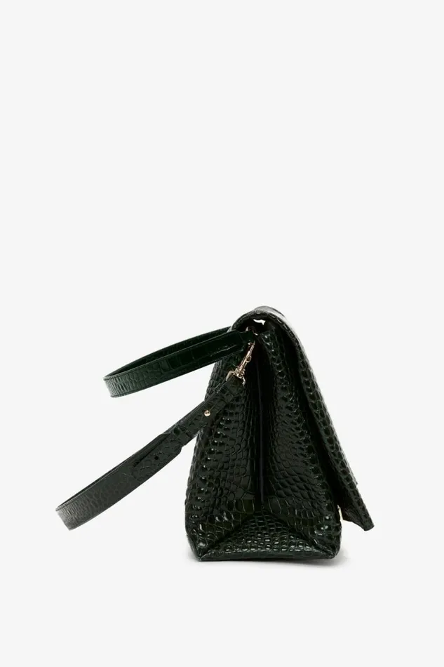 Women The Chain Pouch Victoria Beckham Jumbo Chain Pouch In Dark Forest CrocEffect Leather