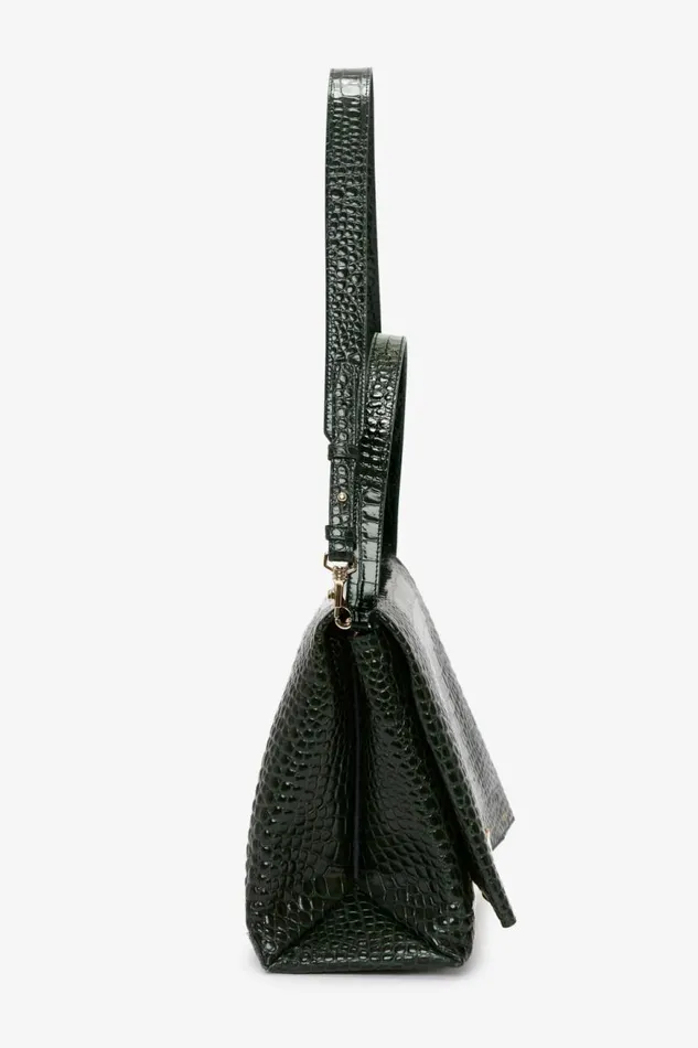Women The Chain Pouch Victoria Beckham Jumbo Chain Pouch In Dark Forest CrocEffect Leather