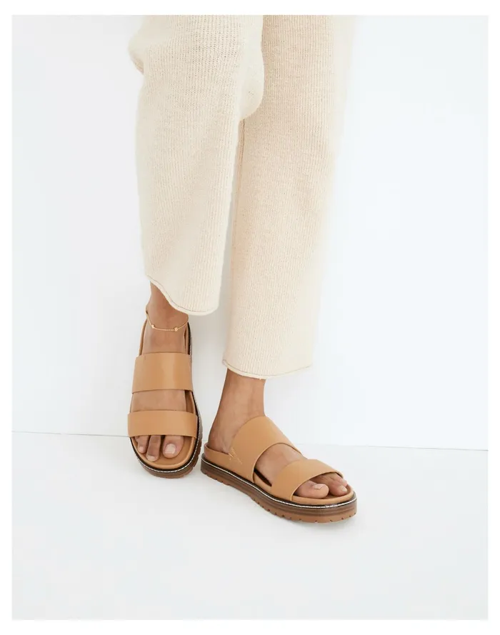 Women The Charley Double Strap Slide Sandal Desert Camel Madewell Sandals Women The Charley Double Strap Slide Sandal Desert Camel Madewell Sandals
