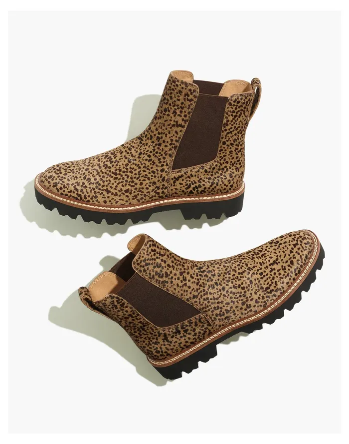 Women The Citywalk Lugsole Chelsea Boot In Calf Hair Pecan Shell Multi Madewell Boots