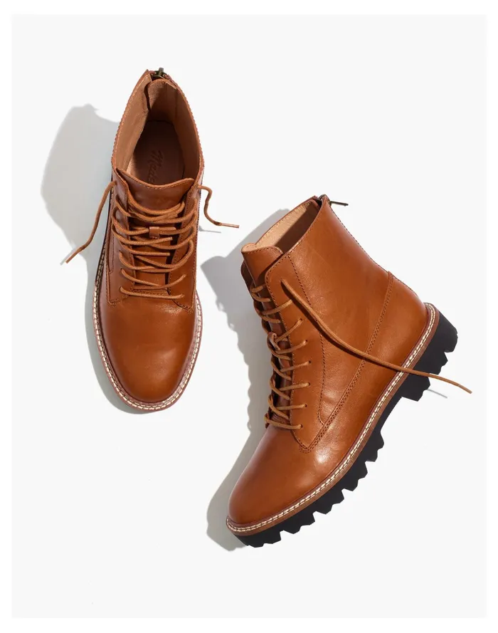 Women The Citywalk Lugsole Lace Up Boot In Leather English Saddle Madewell Boots