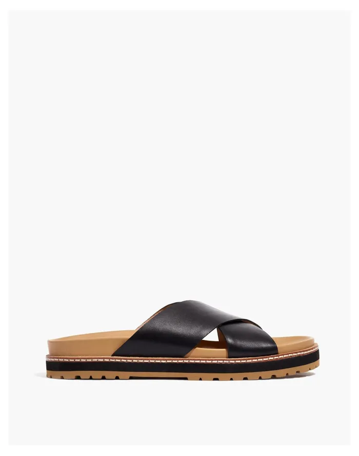 Women The Dayna Lugsole Slide Sandal In Leather True Black Madewell Sandals Women The Dayna Lugsole Slide Sandal In Leather True Black Madewell Sandals