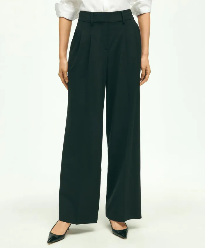 Women The Essential Brooks Brothers Stretch PleatFront Wide Leg Trousers Black Brooks Brothers Pants and Skirts Women The Essential Brooks Brothers Stretch PleatFront Wide Leg Trousers Black Brooks Brothers Pants and Skirts