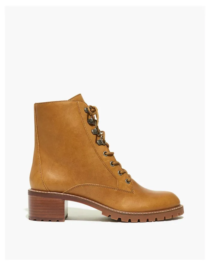 Women The Julien Lace Up Lugsole Boot In Leather Bison Madewell Boots Women The Julien Lace Up Lugsole Boot In Leather Bison Madewell Boots