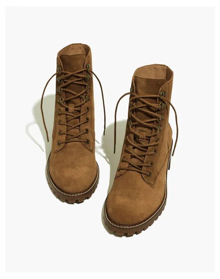 Women The Julien Lace Up Lugsole Boot In Suede Dried Cedar Madewell Boots Women The Julien Lace Up Lugsole Boot In Suede Dried Cedar Madewell Boots