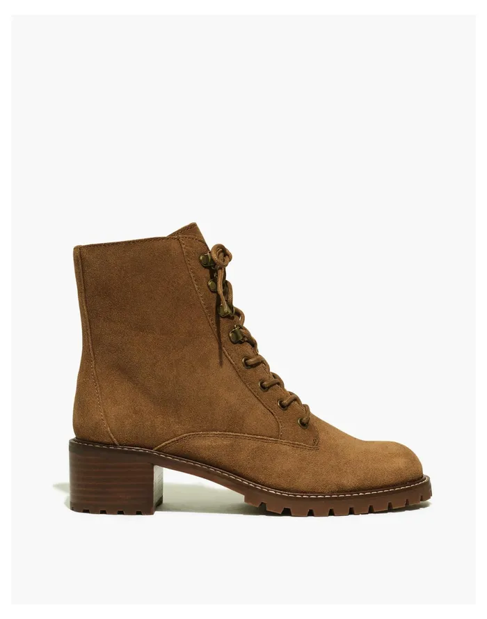 Women The Julien Lace Up Lugsole Boot In Suede Dried Cedar Madewell Boots Women The Julien Lace Up Lugsole Boot In Suede Dried Cedar Madewell Boots