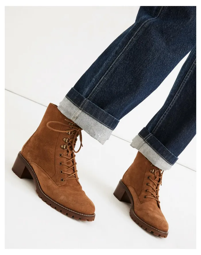 Women The Julien Lace Up Lugsole Boot In Suede Dried Cedar Madewell Boots Women The Julien Lace Up Lugsole Boot In Suede Dried Cedar Madewell Boots