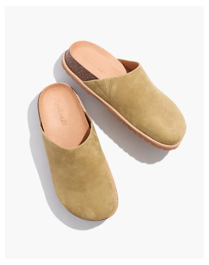 Women The Layne Clog Mule In Nubuck Olive Surplus Madewell Flats