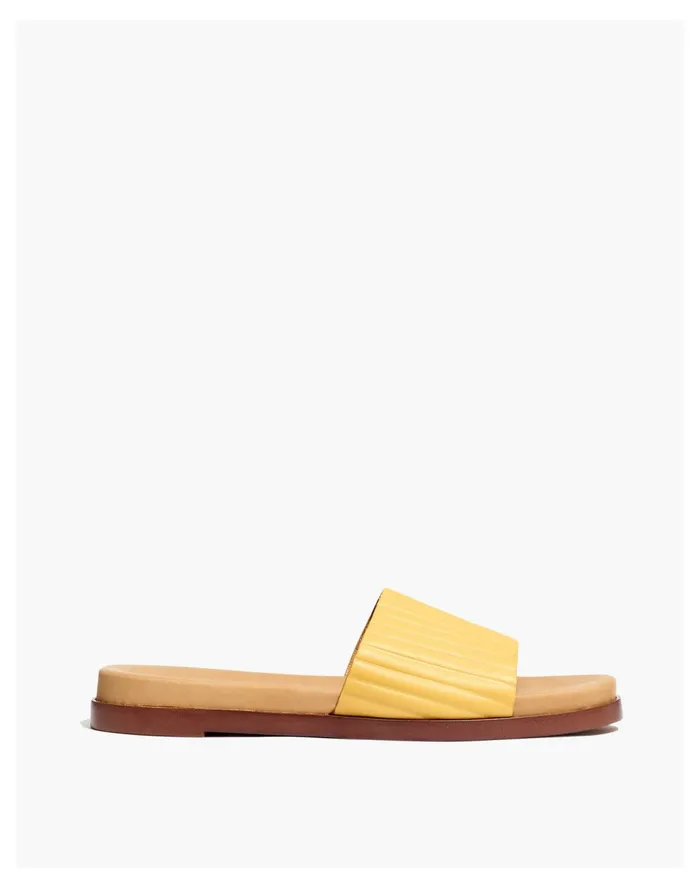Women The Louisa Slide Sandal In Embossed Leather Autumn Gold Madewell Sandals Women The Louisa Slide Sandal In Embossed Leather Autumn Gold Madewell Sandals