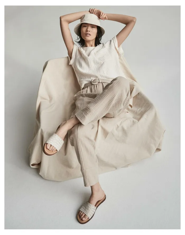 Women The Louisa Slide Sandal In Woven Leather Pale Oyster Madewell Sandals Women The Louisa Slide Sandal In Woven Leather Pale Oyster Madewell Sandals