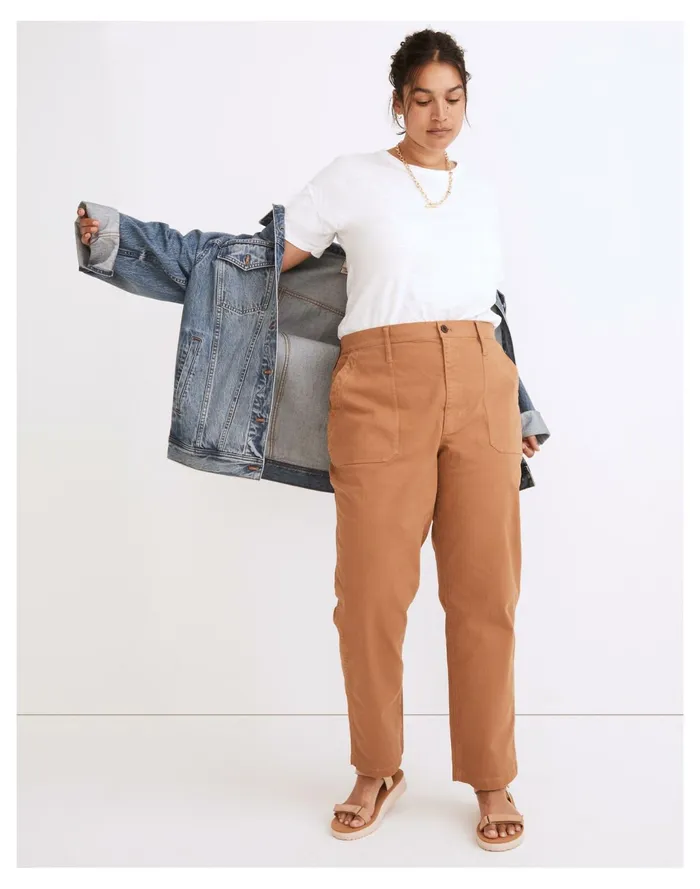 Women The Perfect Vintage Straight Workwear Pant Warm Hickory Madewell Pants