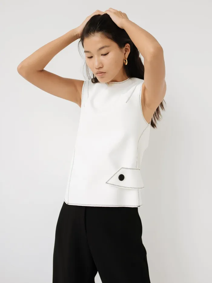 Women Thomas Puttick 8211 Cross Back Bonded Top In White The UNDONE Tops