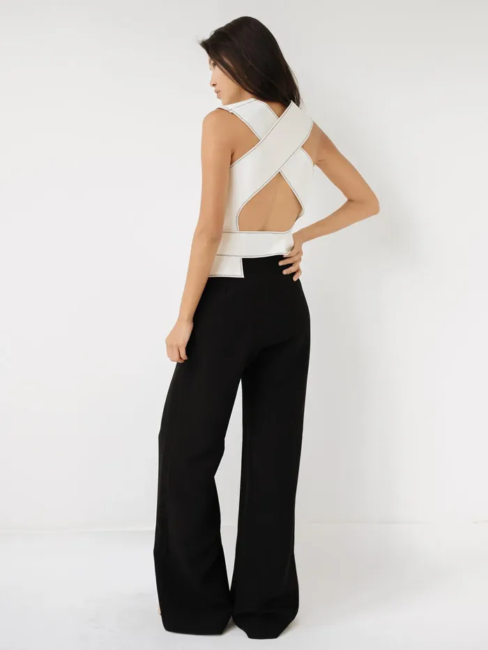 Women Thomas Puttick 8211 Cross Back Bonded Top In White The UNDONE Tops