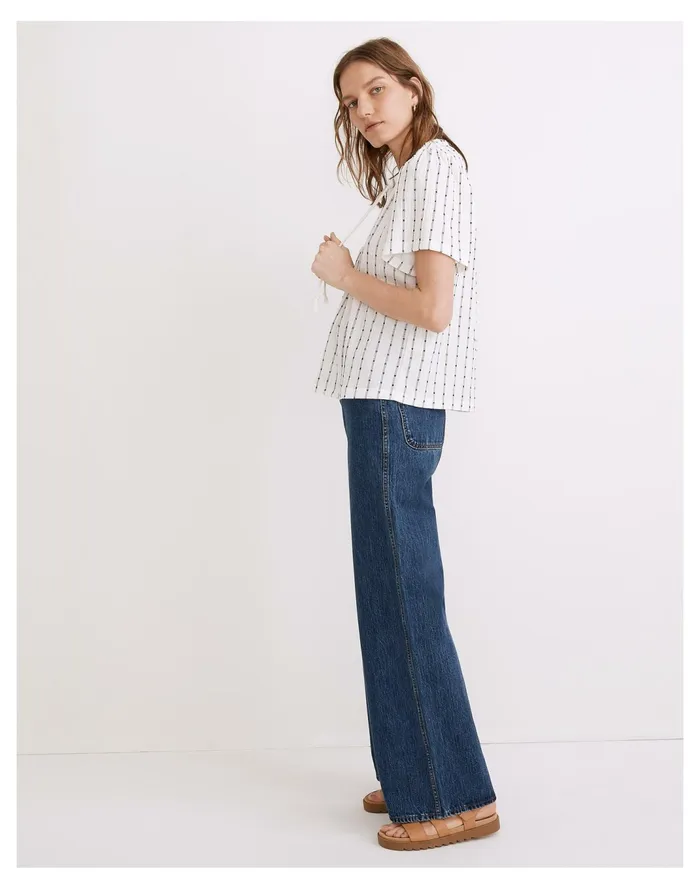 Women Tie Neck Tunic Top Bright Ivory Madewell Tops and Shirts Women Tie Neck Tunic Top Bright Ivory Madewell Tops and Shirts