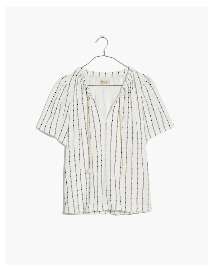 Women Tie Neck Tunic Top Bright Ivory Madewell Tops and Shirts Women Tie Neck Tunic Top Bright Ivory Madewell Tops and Shirts