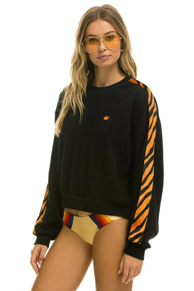 Women TIGER STRIPE RELAXED FIT CREW SWEATSHIRT 8211 BLACK TIGER Aviator Nation UnisexCrewSweatshirt Women TIGER STRIPE RELAXED FIT CREW SWEATSHIRT 8211 BLACK TIGER Aviator Nation UnisexCrewSweatshirt