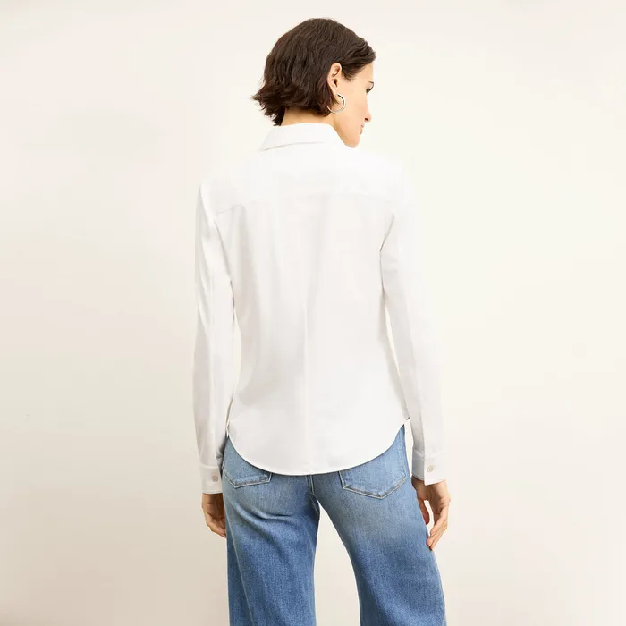 Women Tops M M LaFleur The Clemens Flex Shirt 8211 Knit Poplin White