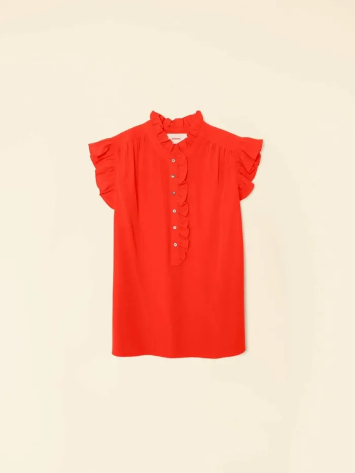 Women Tops Xirena Flame Scarlet Brenna Silk Top