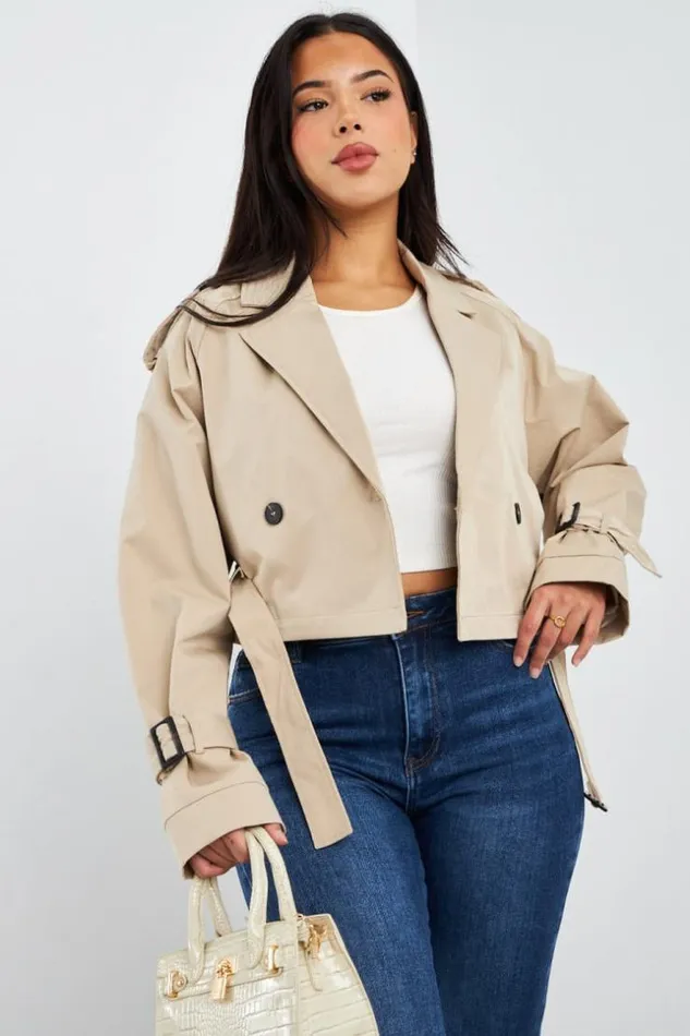 Women Trench Court Beige Beige Brentiny Paris White Tops