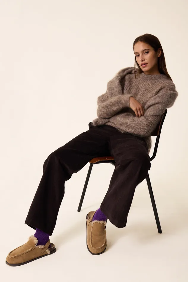 Women Trousers Sianou Ours Pantalon Coton Velours Marron Des Petits Hauts Trousers and Jumpsuits