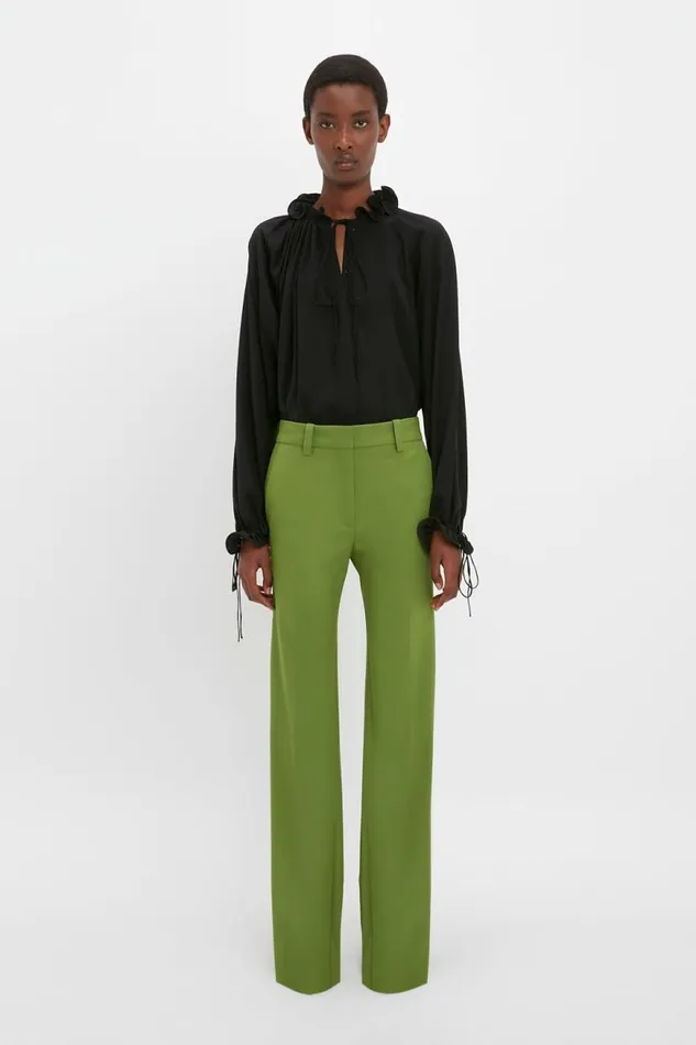 Women Trousers Victoria Beckham Tailored Straight Leg Trouser In Serpent Green