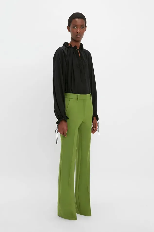 Women Trousers Victoria Beckham Tailored Straight Leg Trouser In Serpent Green